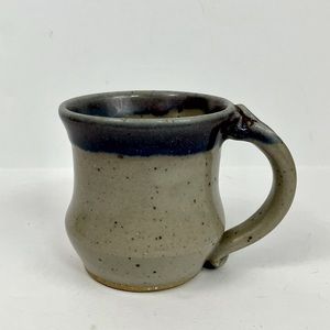 Hand Made Gazed Pottery Mug Purple Gray Blue Stoneware Artist Signed